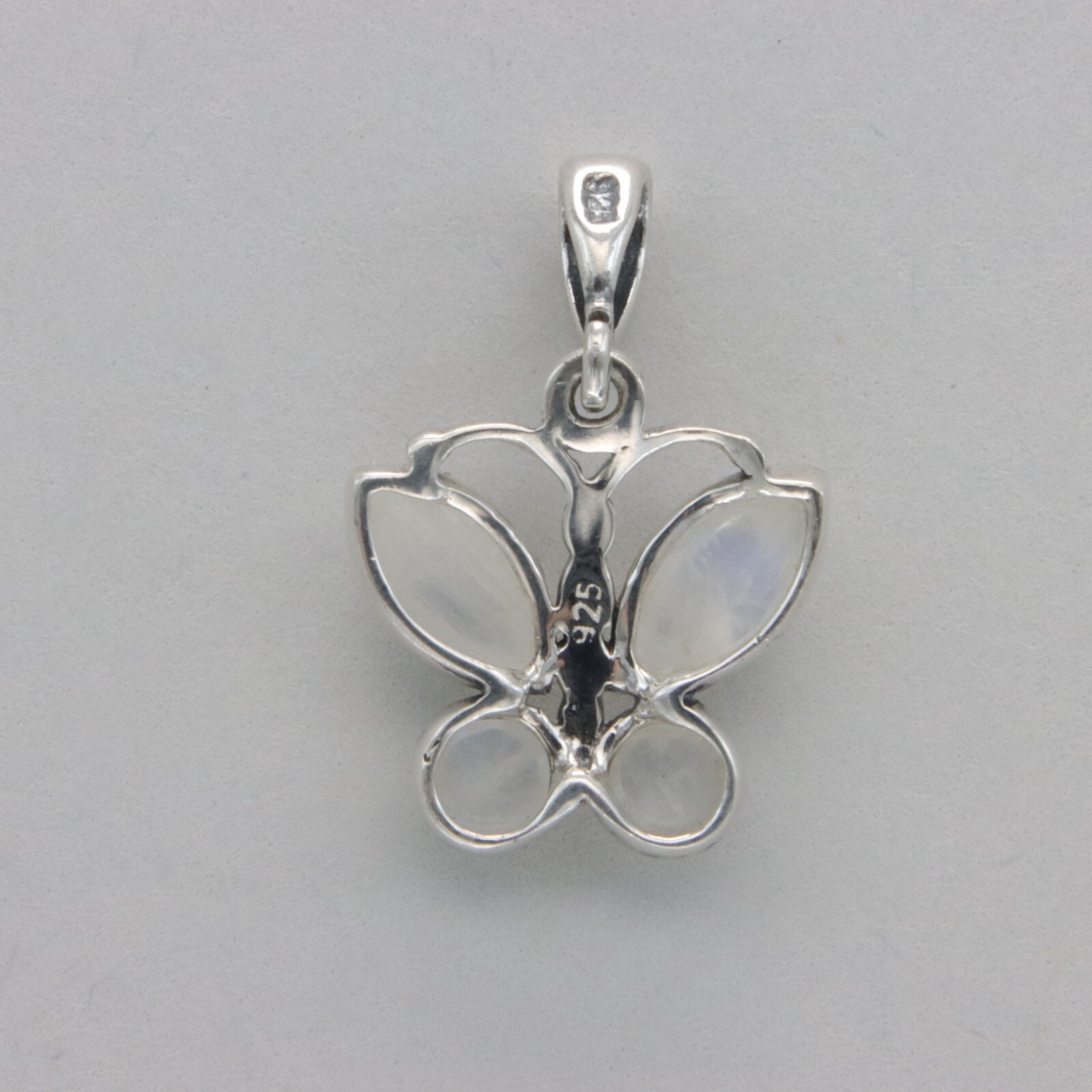 Rainbow MOONSTONE Butterfly Pendant Genuine Natural 925 STERLING SILVER #9e