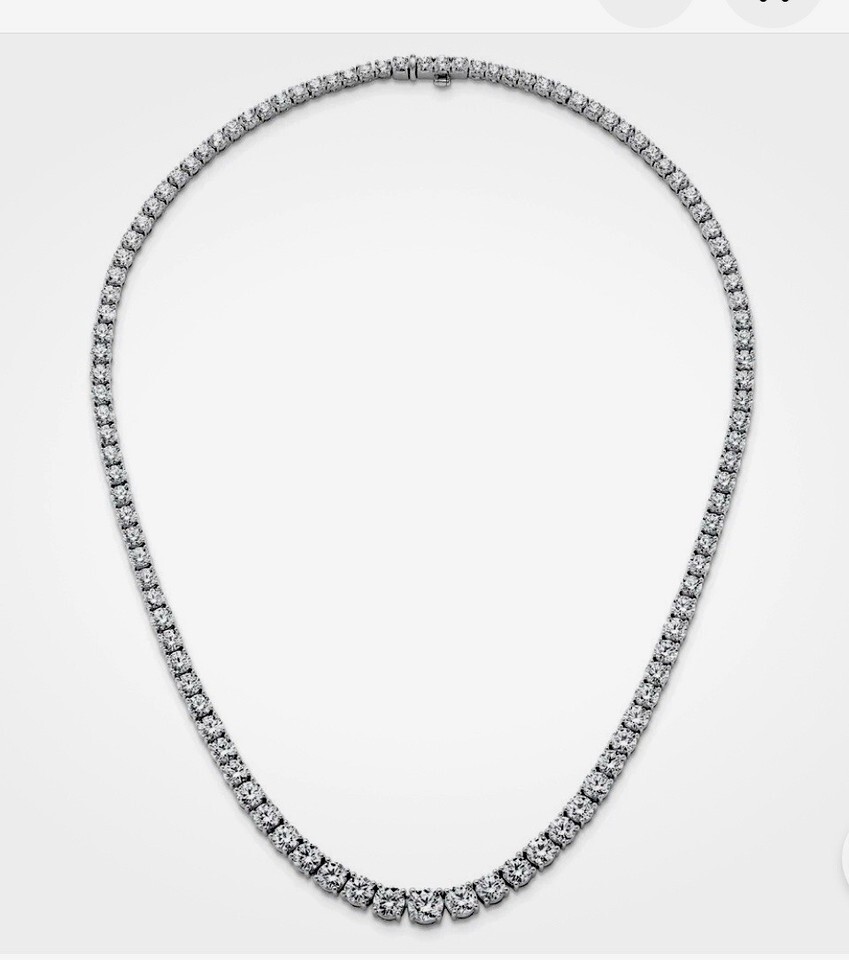 13.5ct Huge Graduated Lab Grown Diamond Necklace in 925 Sterling Silver