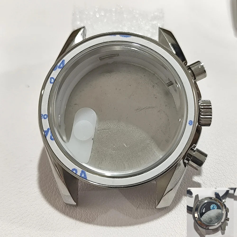 For VK63 Moon Watch 39.7MM Case Moon Pattern Back Chronograph Stainless Steel