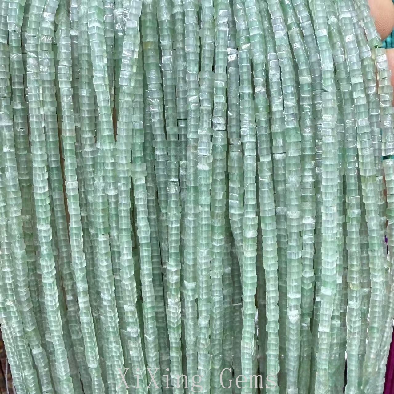 1x2mm Natural Green Aventurine Flat Square Disc Spacer Beads for Jewelry Making
