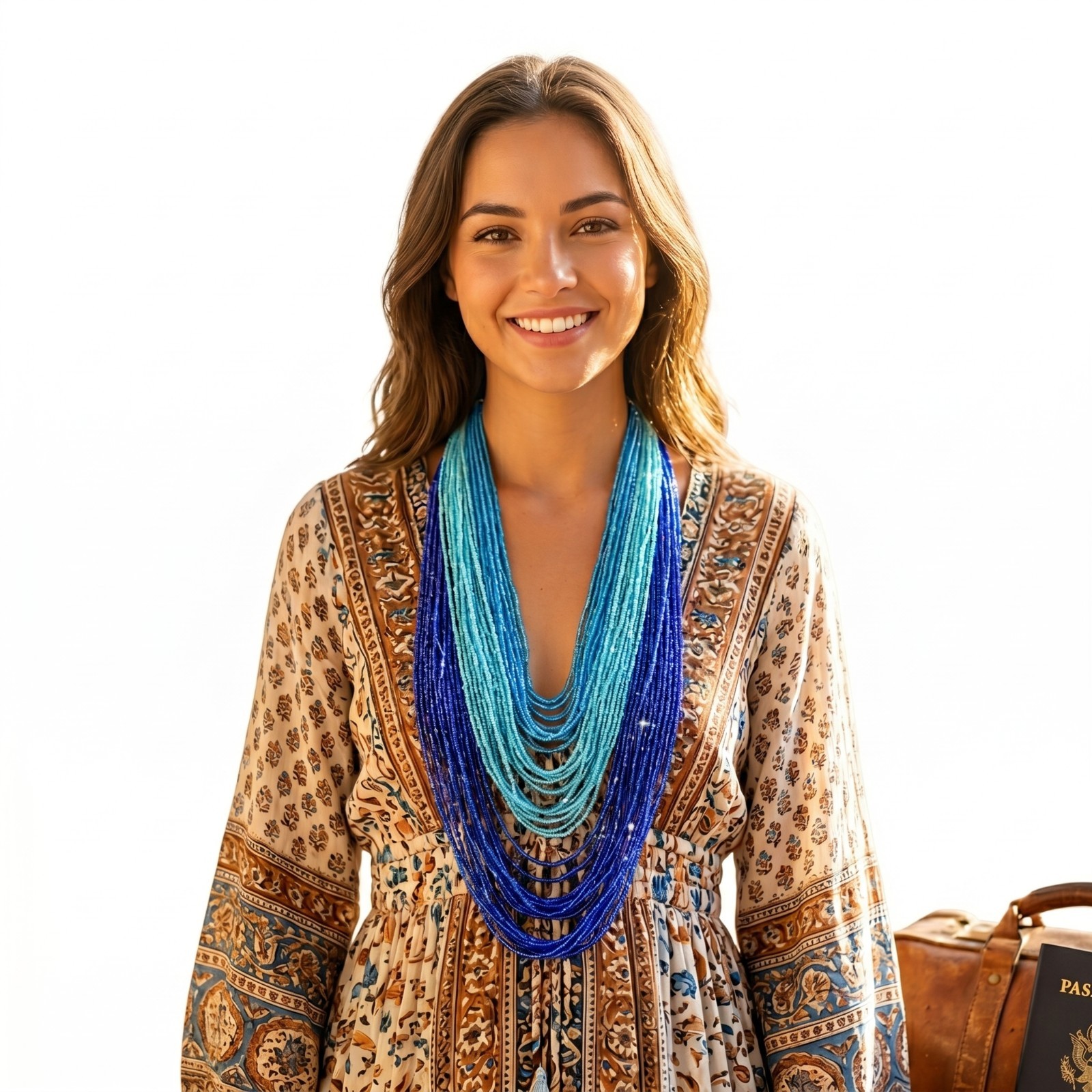 N7915 BOLD Long Heavy Multi Color Strand Crochet Fashion Ethnic Necklace Jewelry