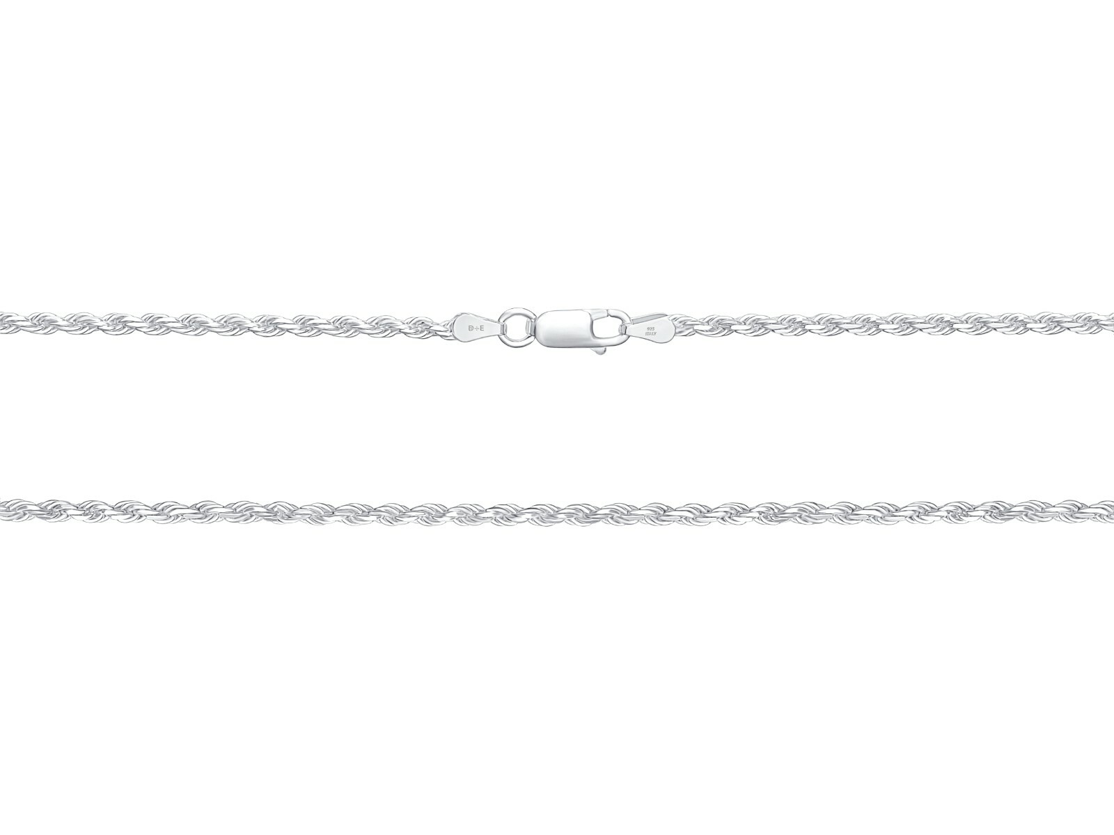 925 Italian Sterling Silver Rope Chain .050 2.5mm Anti-tarnish