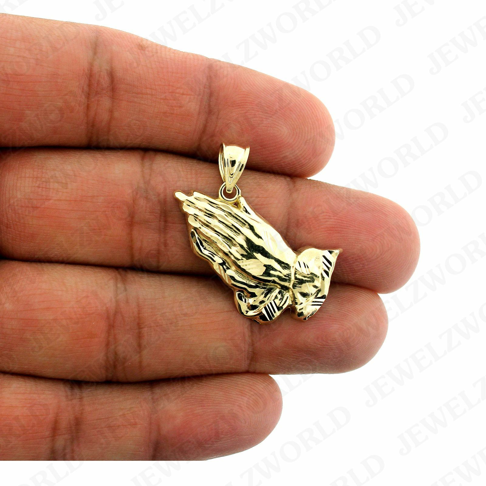 10K Yellow Gold Men’s Praying Hand Pendant Diamond Cut, Brand New, 10KT Gold