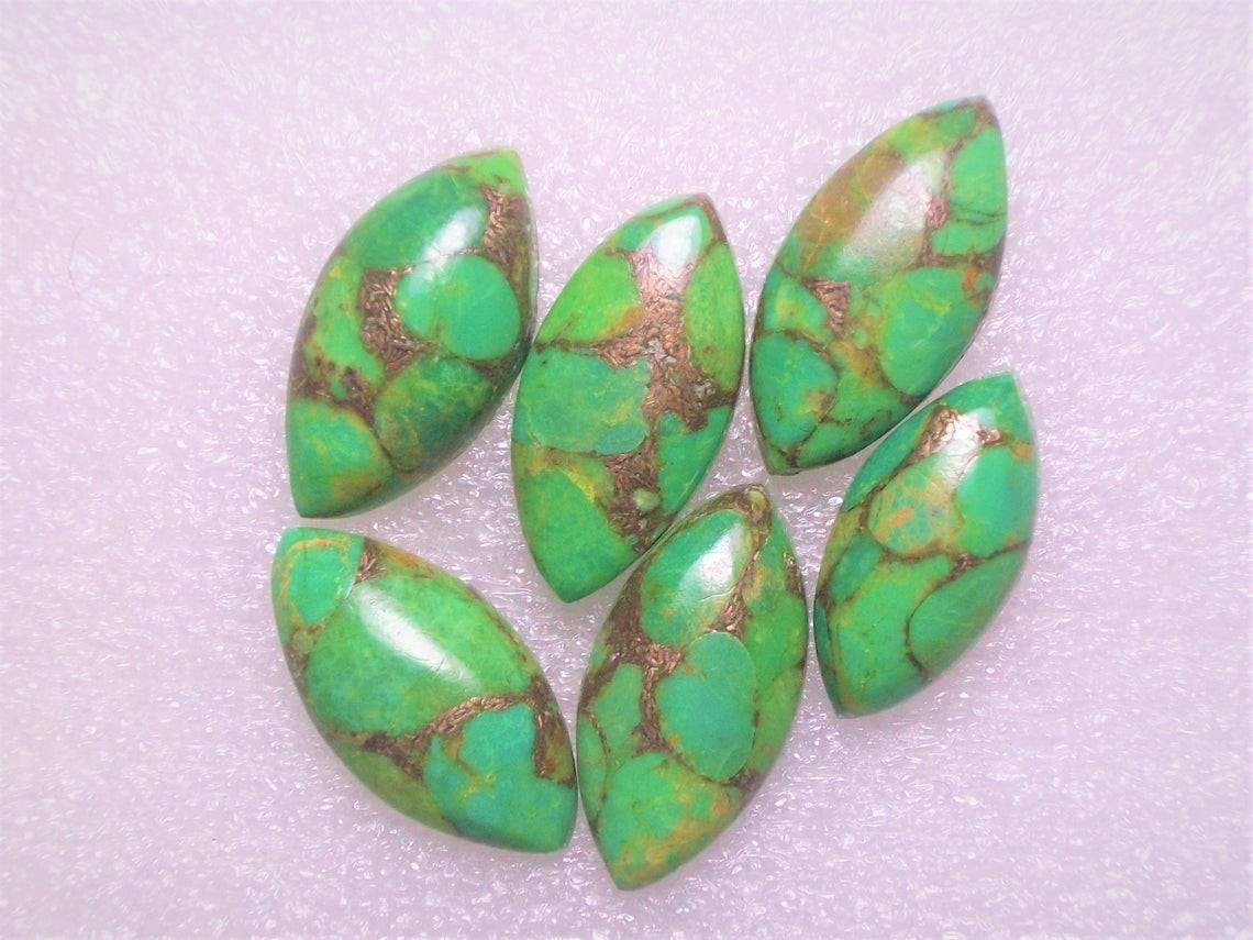 Natural Green Copper Turquoise Marquise Cabochon 5x10mm To 12x24mm Gemstone
