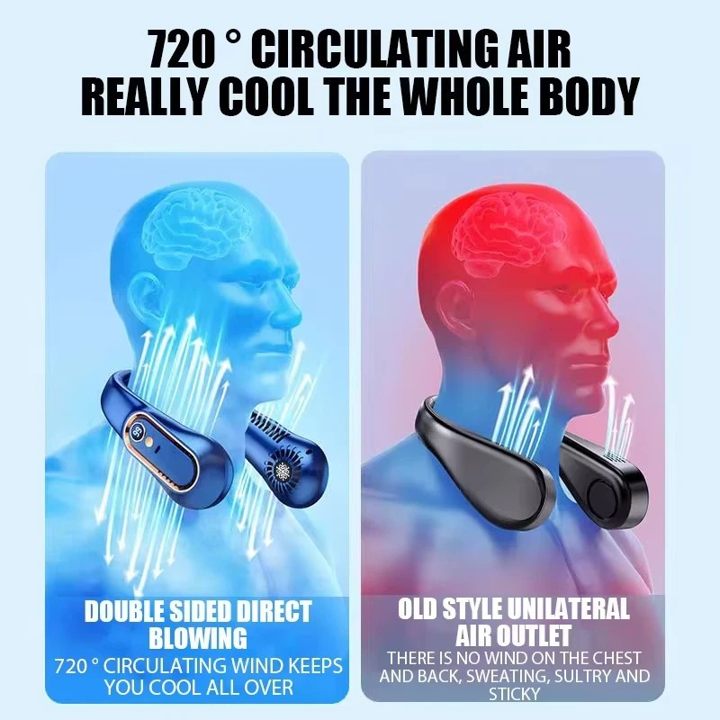 Neck Fan Hands Free Bladeless Cooling Fans USB Rechargeable Portable Hanging UK