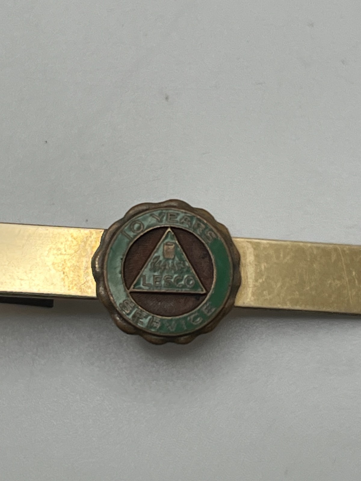 Vintage LESCO 10 Year Service Award Tie Bar Clip 12KT G.F Bliss Bros Gold Tone