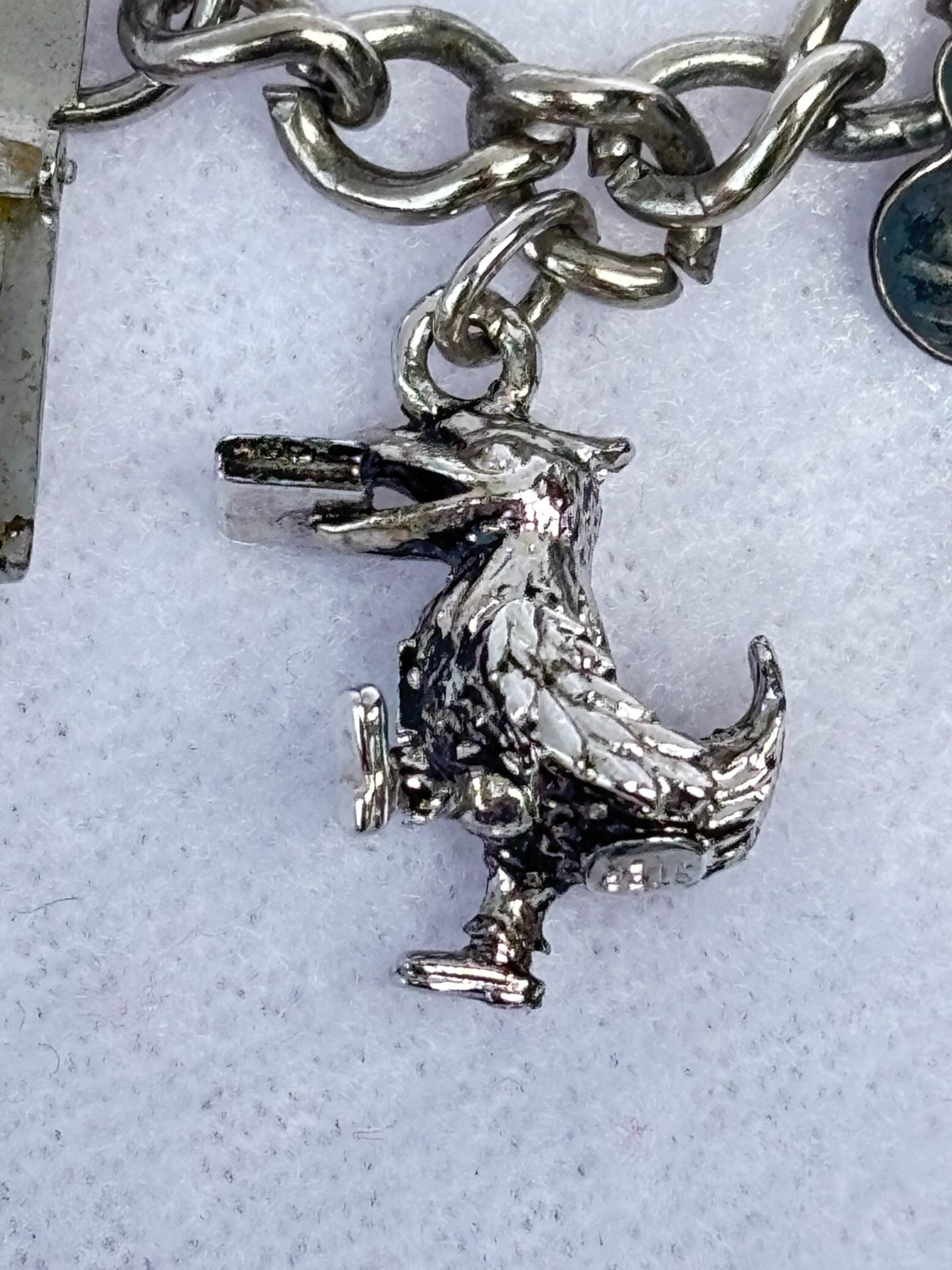 Vintage Sterling Silver Charm Bracelet Travel Themed with 10 Charms 6.5″ length
