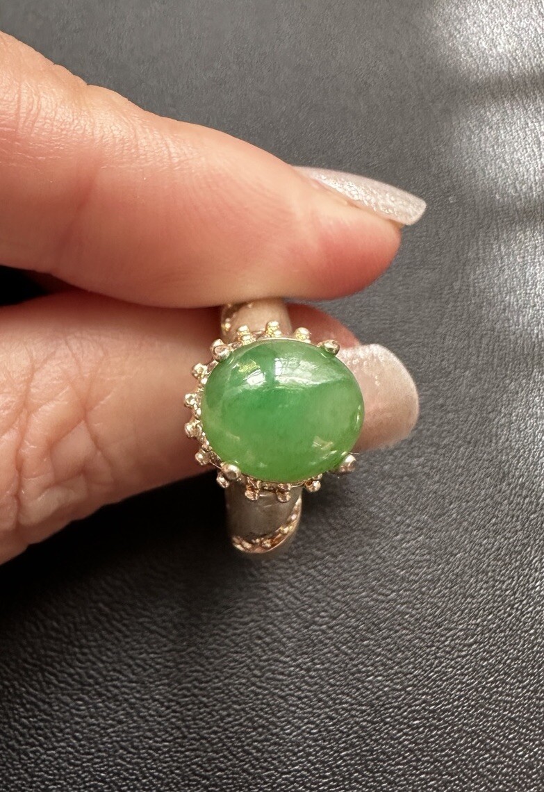Natural Burma Type A Jadetie Jade Blulish Green Color Loose gemston,8.7×7.6mm