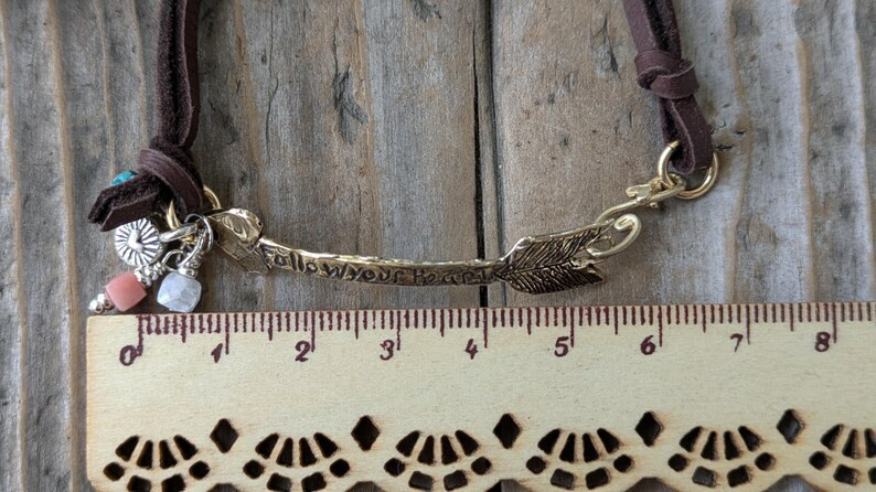 GOLD BRONZE ARROW FOLLOW YOUR HEART BRACELET, ARTISAN HEART THEME JEWELRY