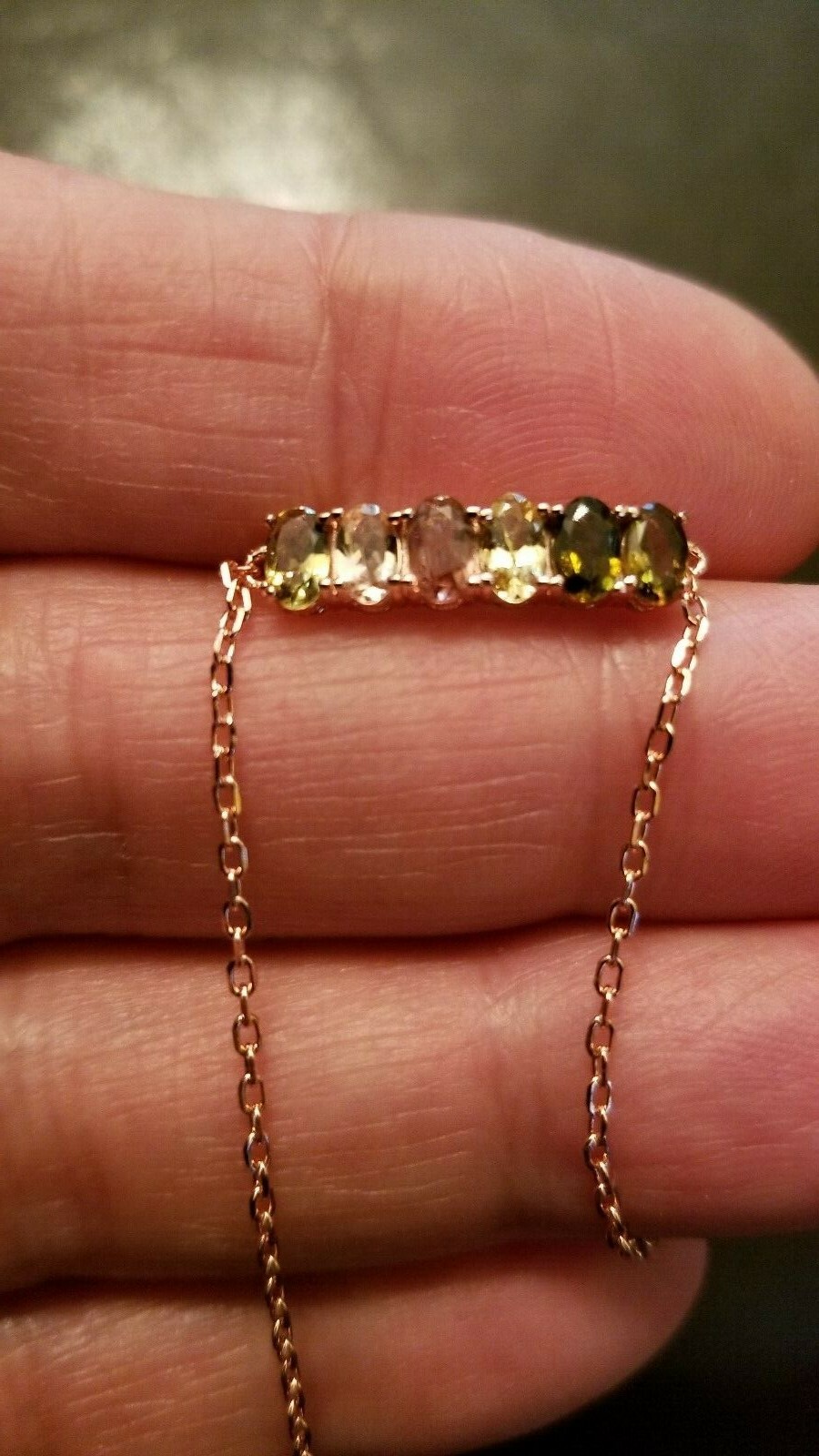 PRETTY MIX COLOR TOURMALINE 925 ROSE STERLING SILVER CHAIN BRACELET 6.5-8″