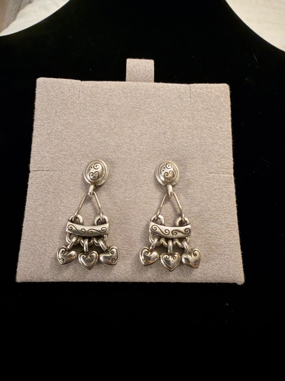 Brighton “Love Is A Heart Beat” Silver Heart Pendant Necklace & Matching Earring