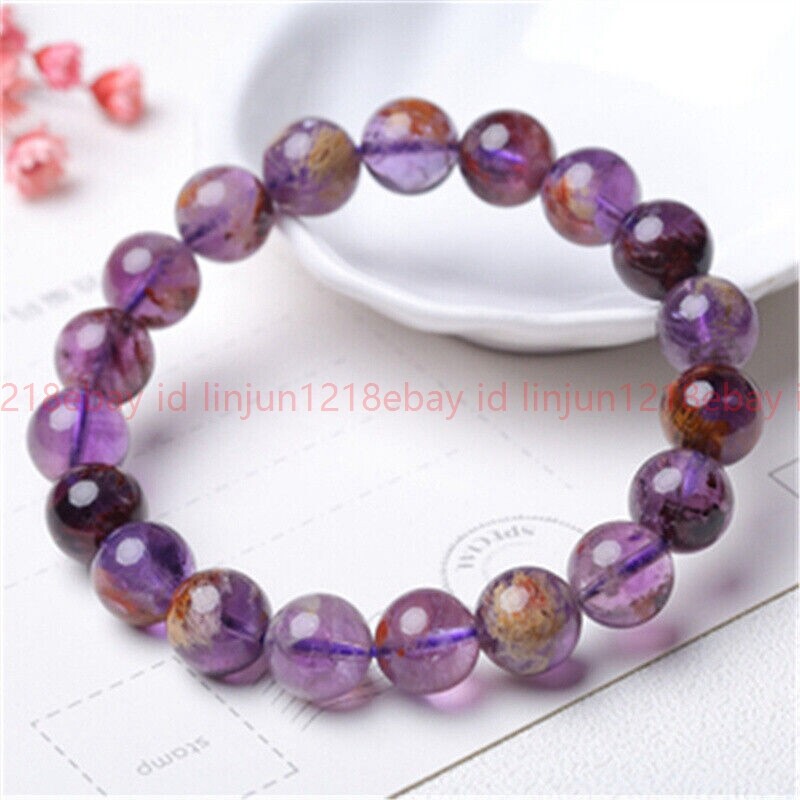 Super Seven Melody Stone Super 7 Crystal Beaded Bracelet Healing Protection 10mm