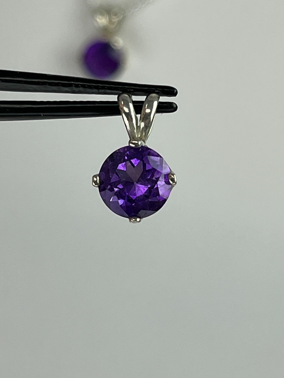 925 Nickle Free Argentium Silver Deep Purple Amethyst Pendant