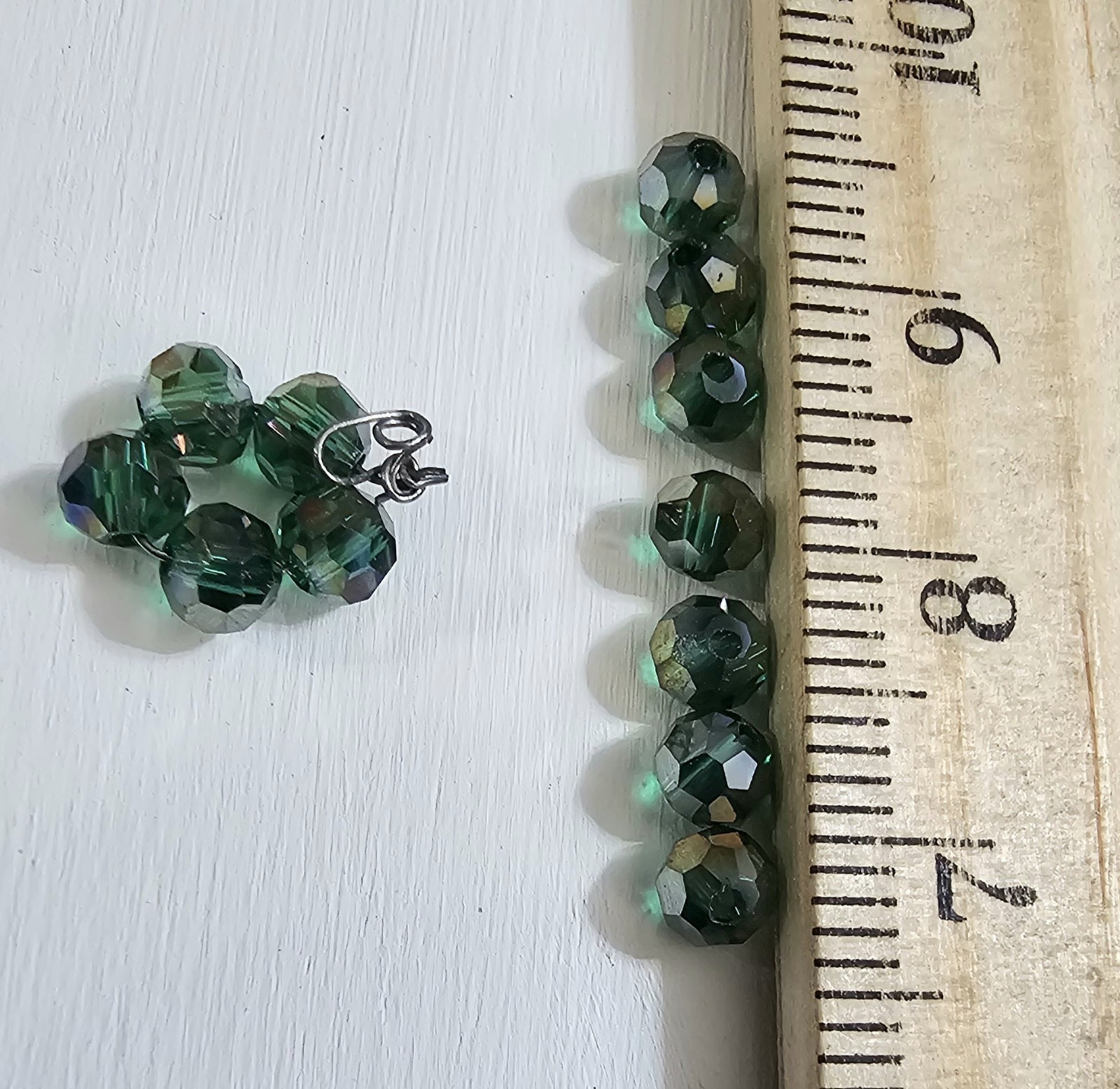 Vintage CZECH FACETED Green Glass Beads AURORA BOREALIS AB Approx 3mm .5oz