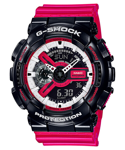 Casio G-Shock Black Red Semi-Transparent Resin Band Men’s Watch GA-110RB-1A
