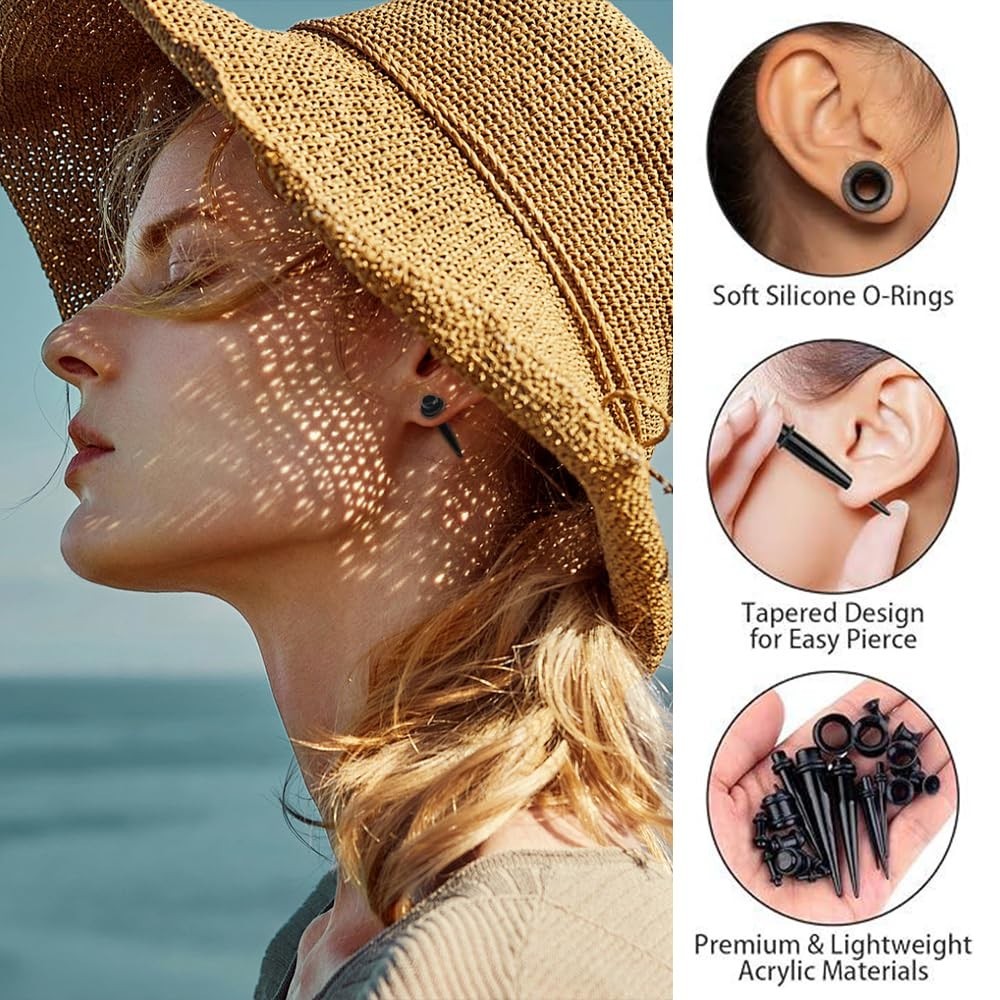 36-Piece Ear Stretching Kit – Acrylic Tapers, Silicone Tunnels & Plugs 00G-20mm
