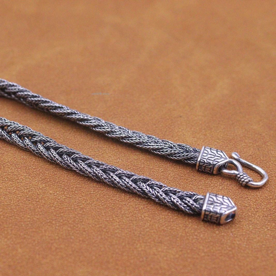 Real 925 Sterling Silver Bracelet For Men Women 5mm Weave Curb Link 7.5-8.2inch