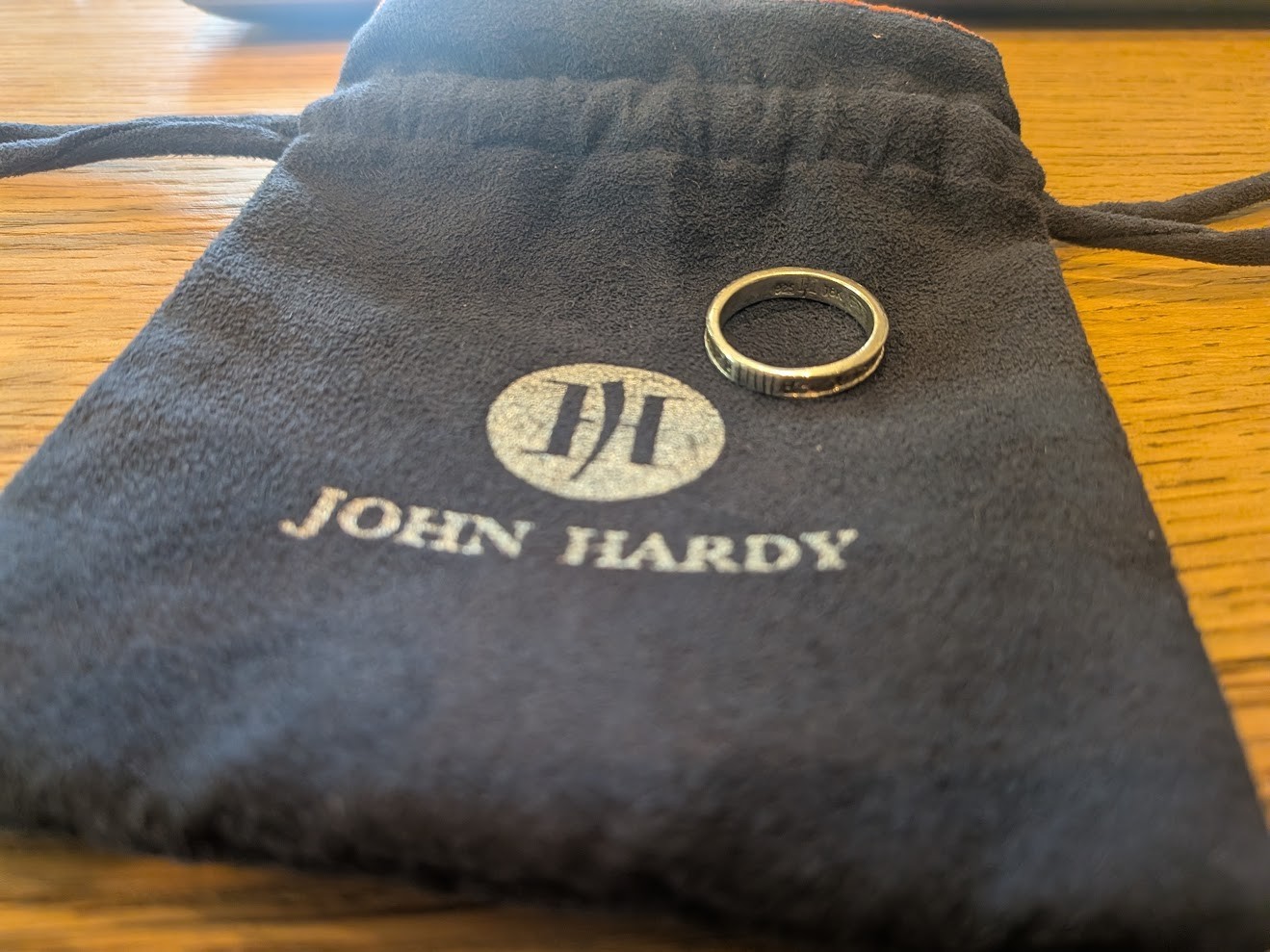 Vintage John Hardy 925 Sterling Silver 18K Gold Band Ring Size 7 w/ Pouch