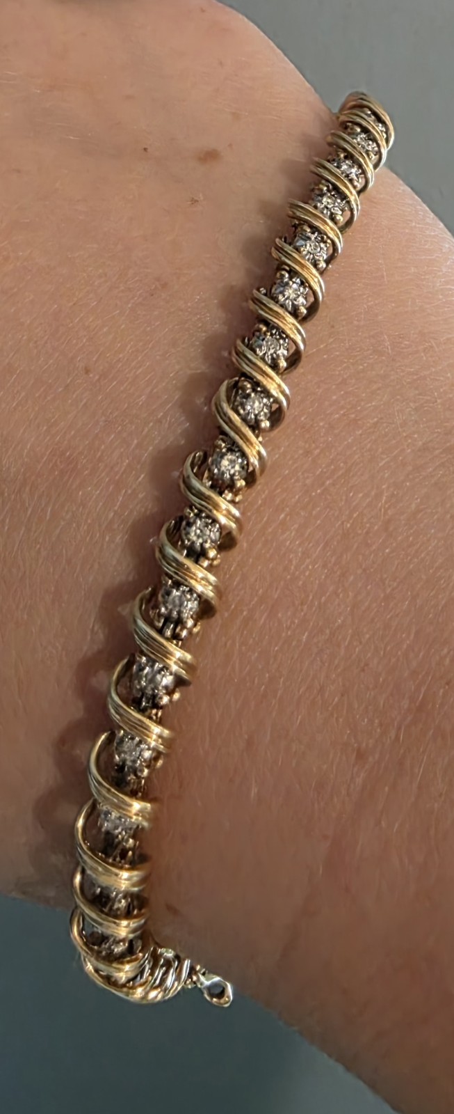 Tennis Bracelet – Bar Link Adjustable Chain Lobster Clasp – 10KP – 38 Diamonds