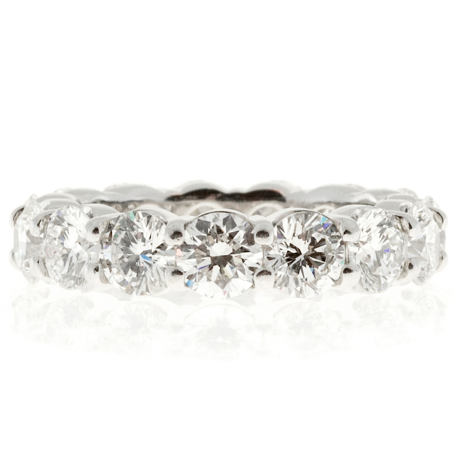 Common Prong Peter Suchy 5.07ct Platinum Diamond Eternity Wedding Band Ring