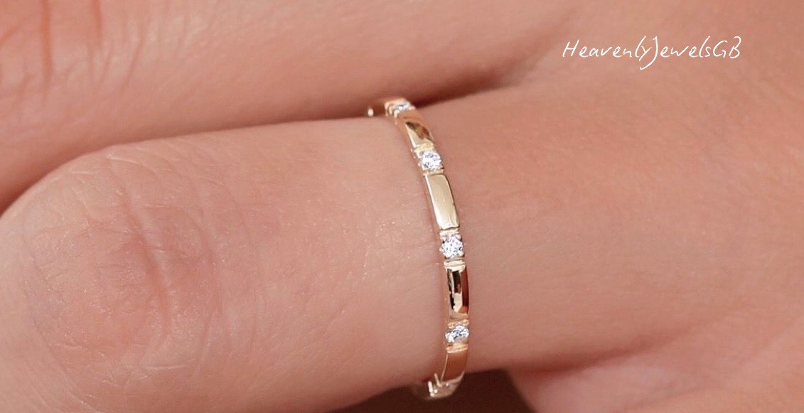 18k Gold Plated 925 Sterling Silver Filled Cubic Zircona Dainty Thin Ring Gift