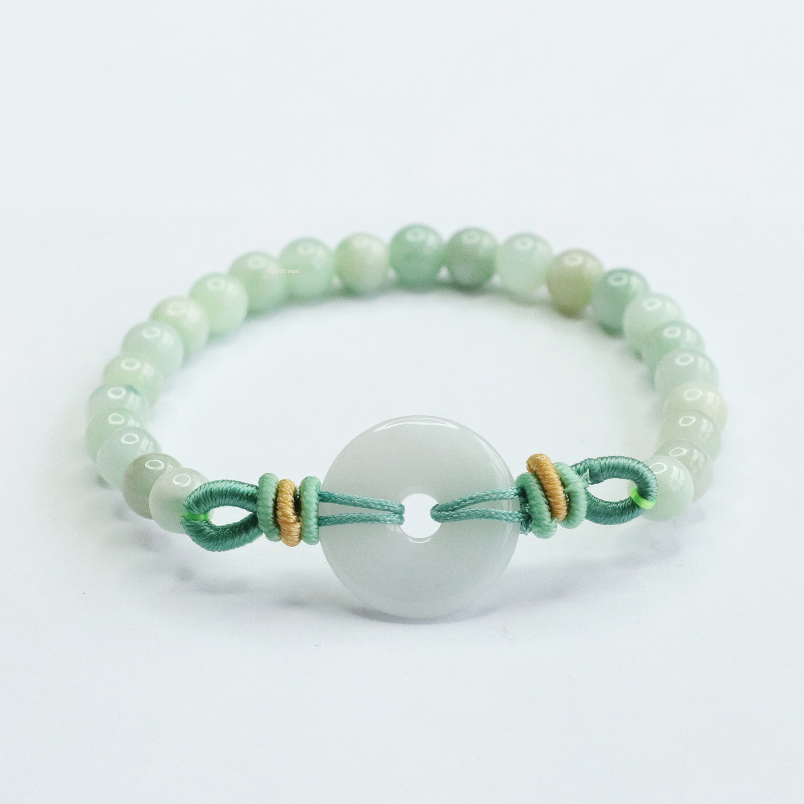 Natural A Grade Jadeite Beacelets Women’s 6mm Bead Jade Lucky Circle Bracelet