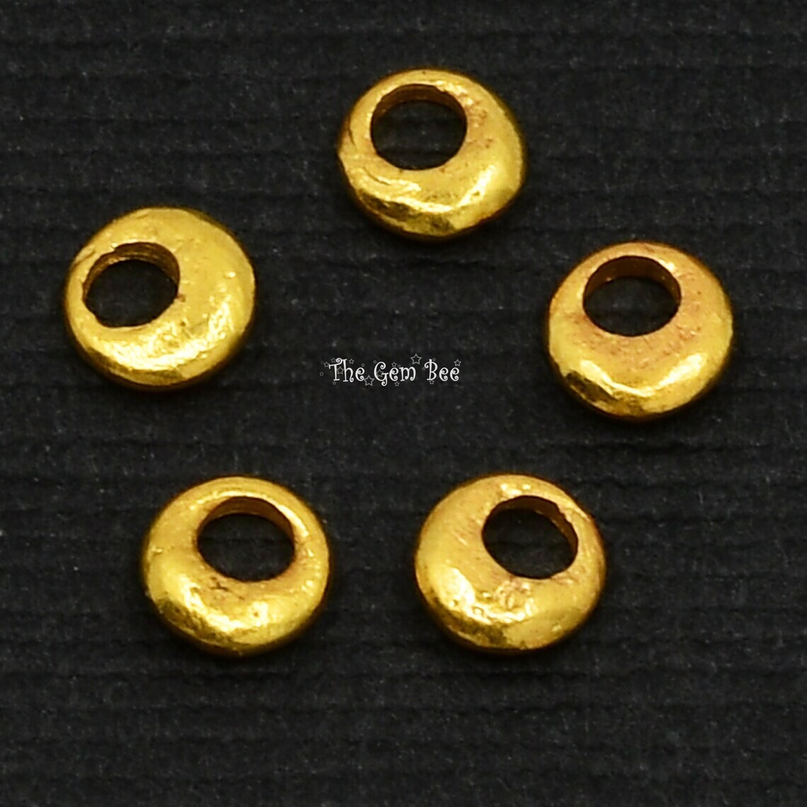 4mm 18k Yellow Gold Ancient Antique Rounded Donut Nugget Spacer Finding (5)