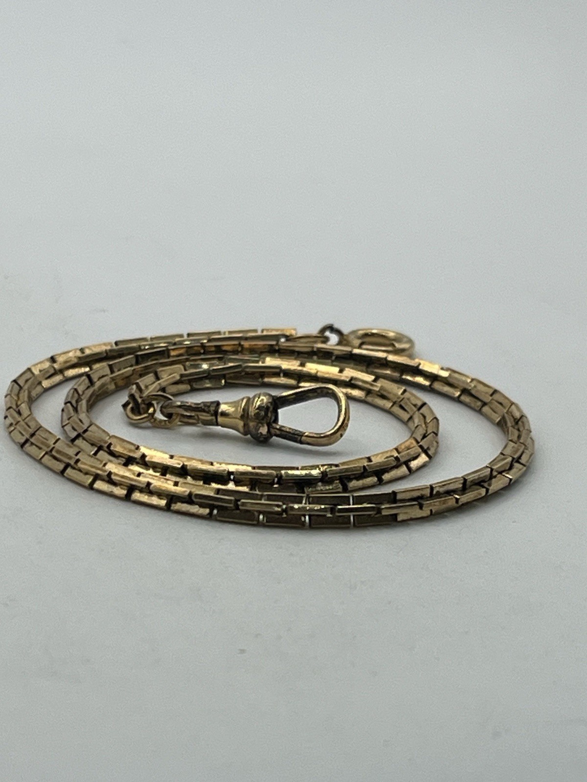 12k gold filled Boston rectangle link watch chain necklace Albert dog clip