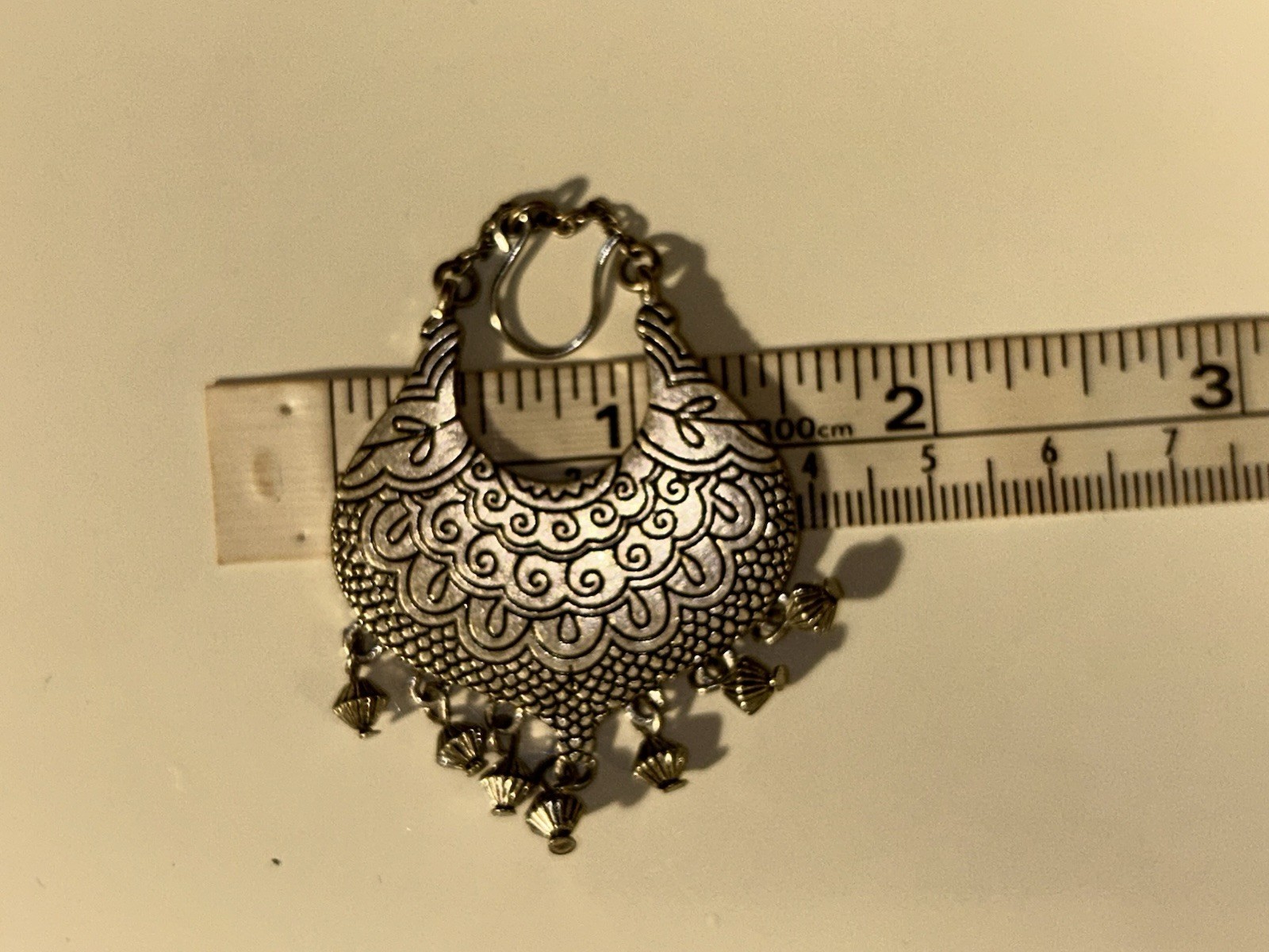 Silver Toned Boho Style Silver Toned Pierced Earrings Double Sided