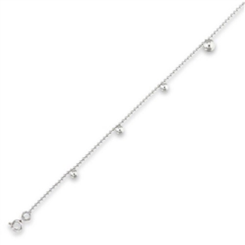 Stainless Steel Ball Anklet 9.5 inches with 2 in extender