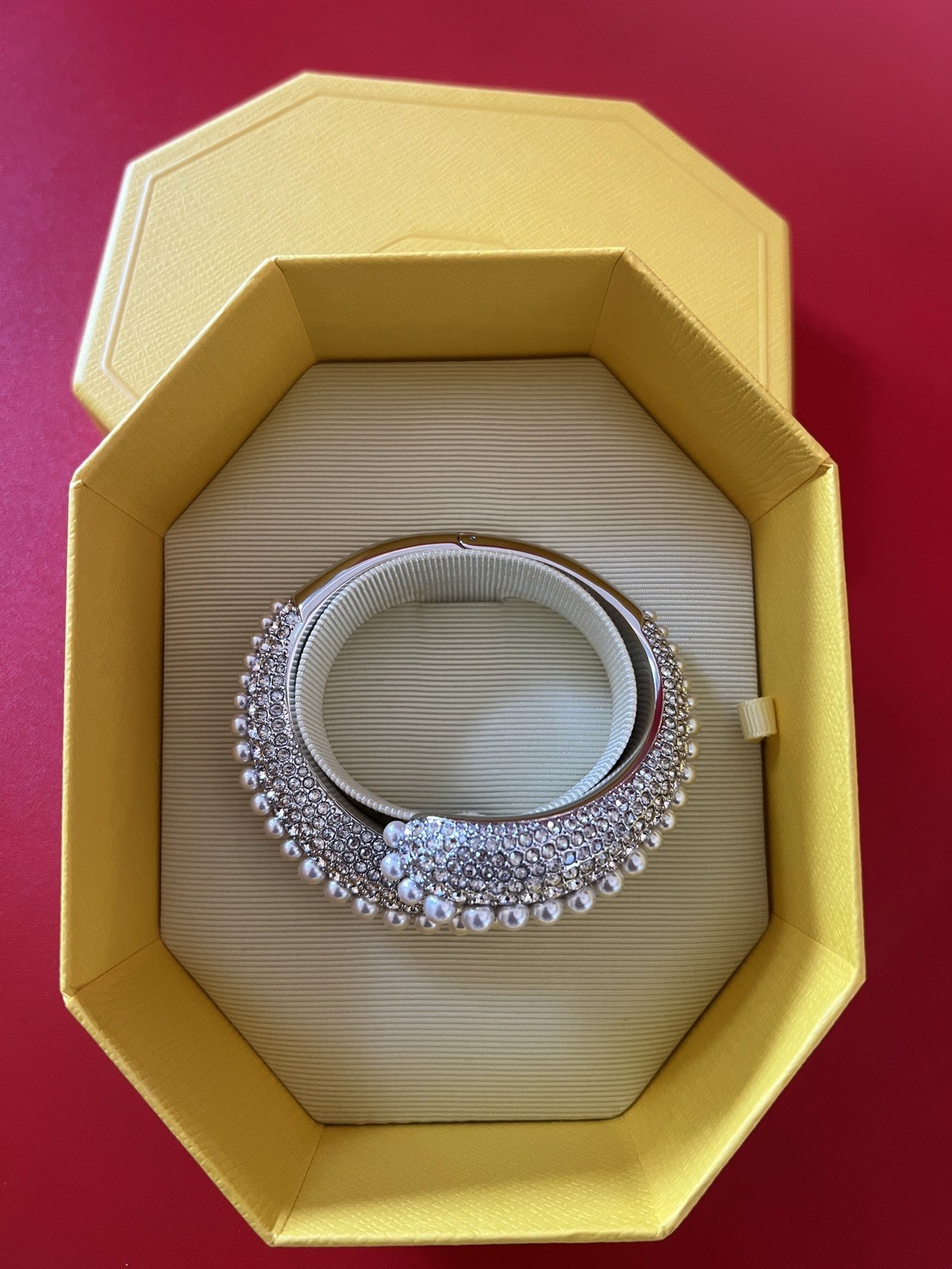 SWAROVSKI Bangle Sublima Cuff Pearls Silver Rhodium Plated Medium New + bag❤️