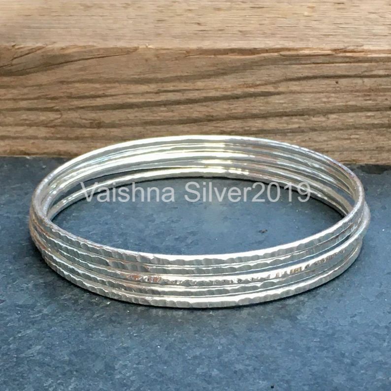 5 PCs. Sterling Silver bangles Set, Stacking bangle 925 Sterling bracelet CP6
