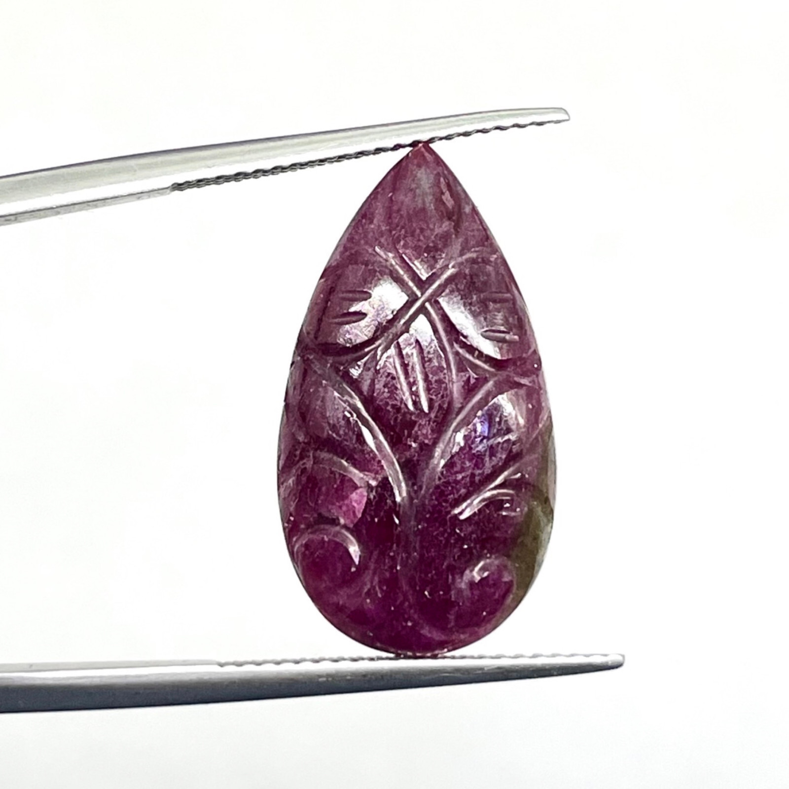 15.85 Cts Natural Ruby Unheated Pear Hand Carved Red Loose Gemstone