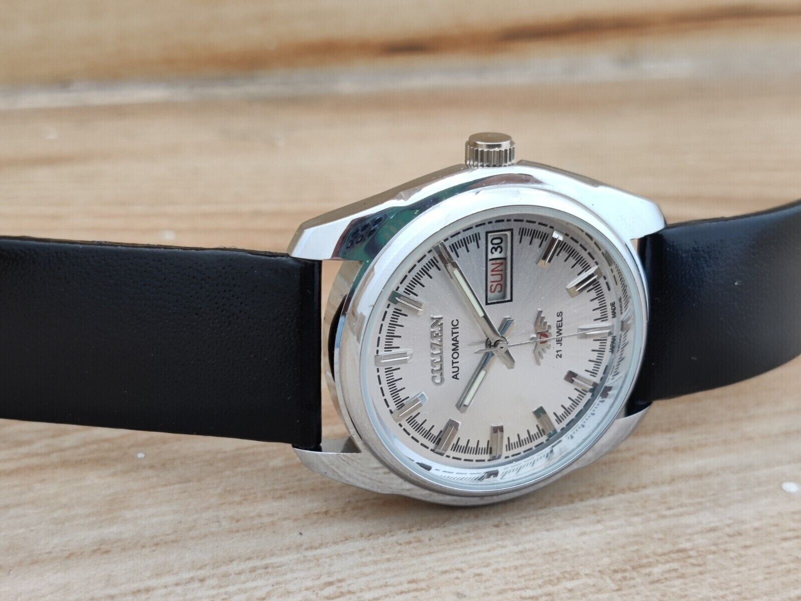 Vintage Citizen Automatic Japan Made Blue Dial Day/ Date Men’s Wrist Good Watch