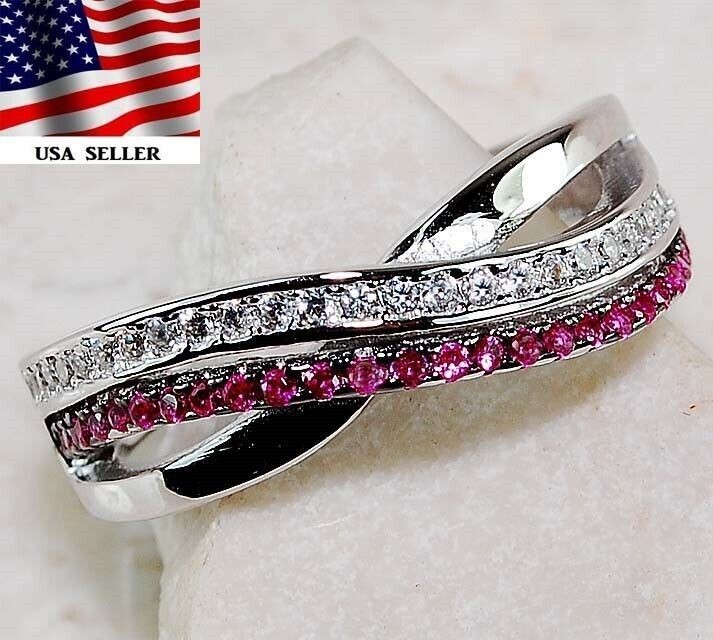 1CT Heat Treated Rubellite Tourmaline 925 Solid Sterling Silver Ring Sz 6 UB3-7