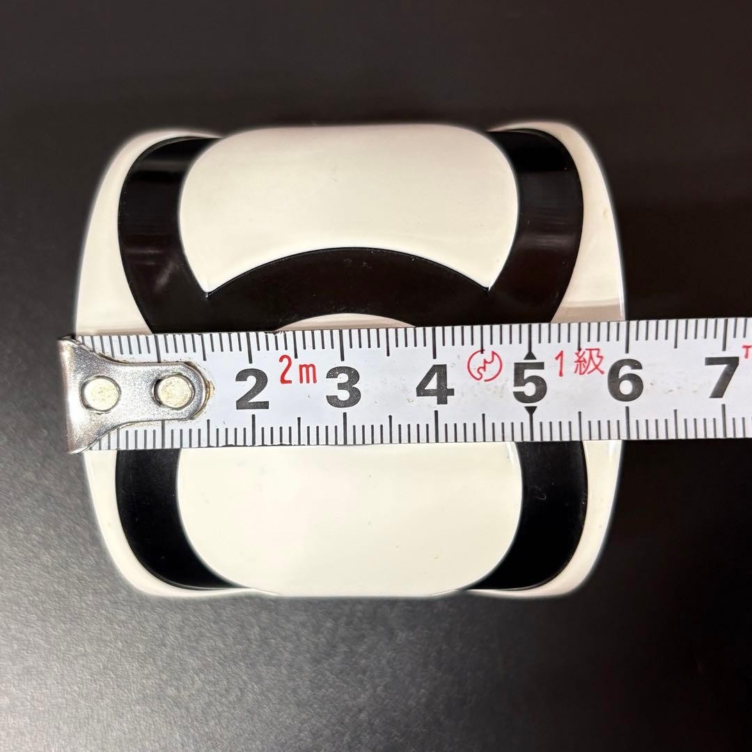 Chanel White Black Plastic Bangle Bracelet Coco Mark Logo Wide Cuff Vintage Used