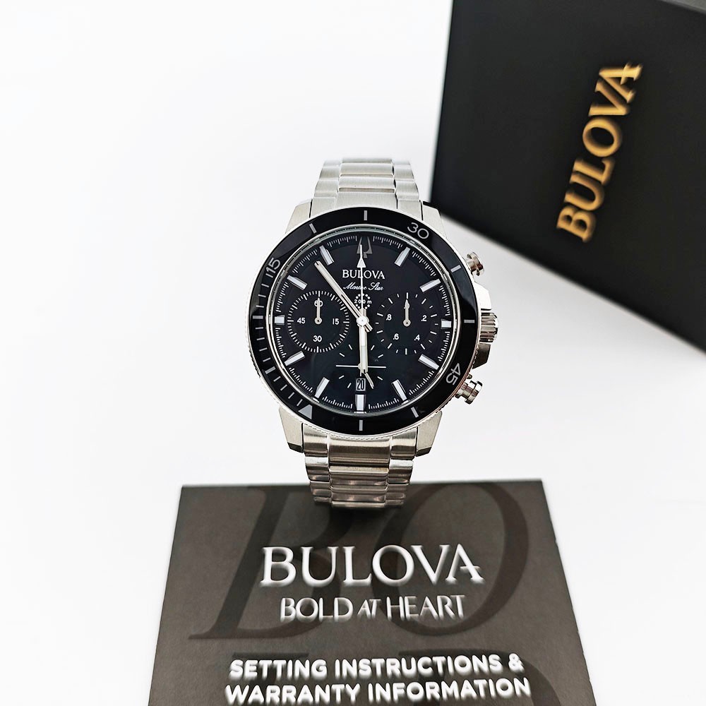 Bulova 96B272 Marine Star Black Dial Men’s Quartz Chronograph Watch 45mm
