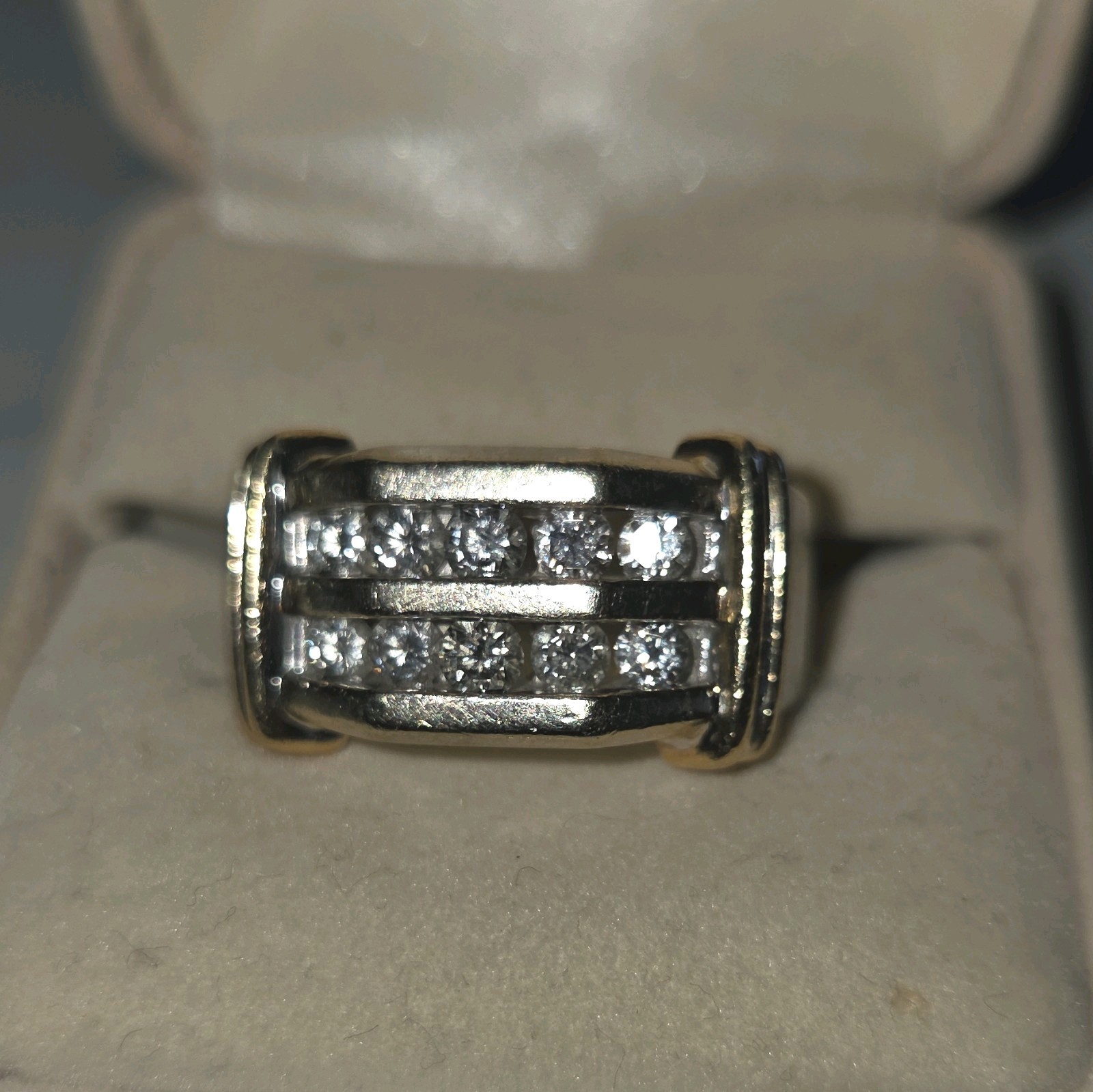LORD & TAYLOR Men’s Two-Tone 14k Gold 1.0 Ct Diamond Band Ring Size 8-9