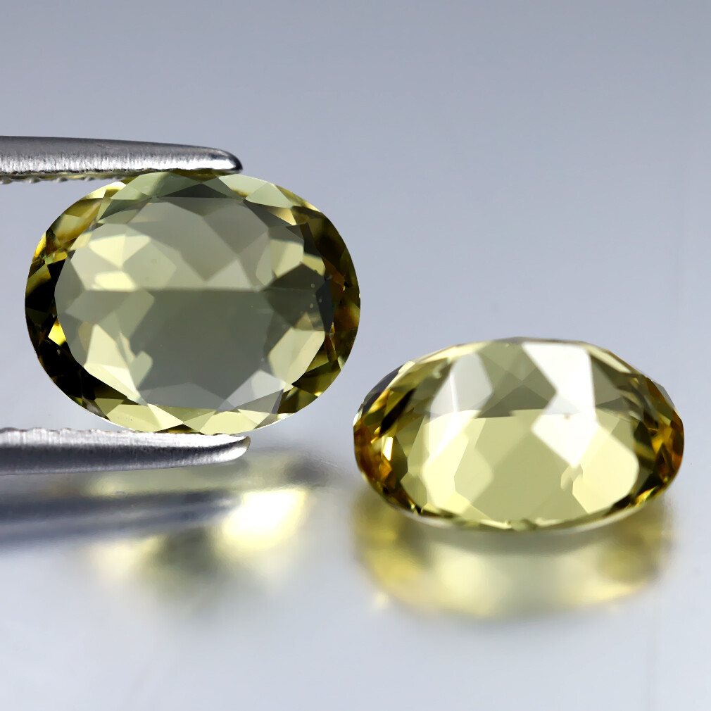 4.82 ct (2pcs) MATCHING PAIR Oval (10 x 8 mm) Yellow Heliodor Beryl Genuine