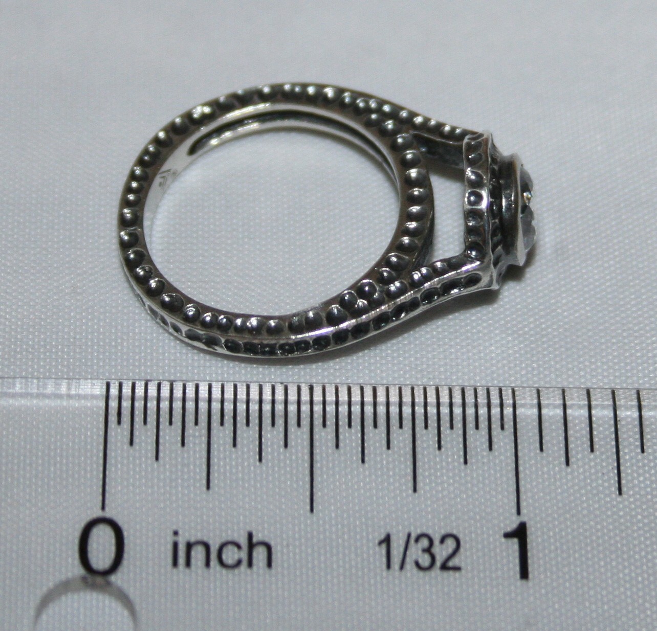 Silpada Sterling Silver Hammered Oxidized CZ “Perfect Bliss” Ring R2076 Size 6
