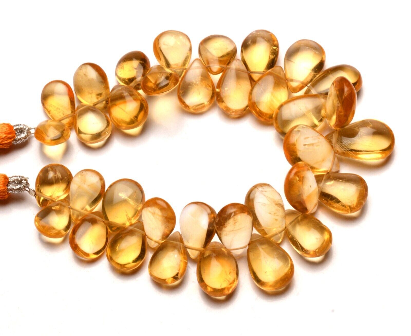 Natural Citrine Gemstone 11×8 to 15×9 mm Size Smooth Pear Shape Beads 7″ Strand
