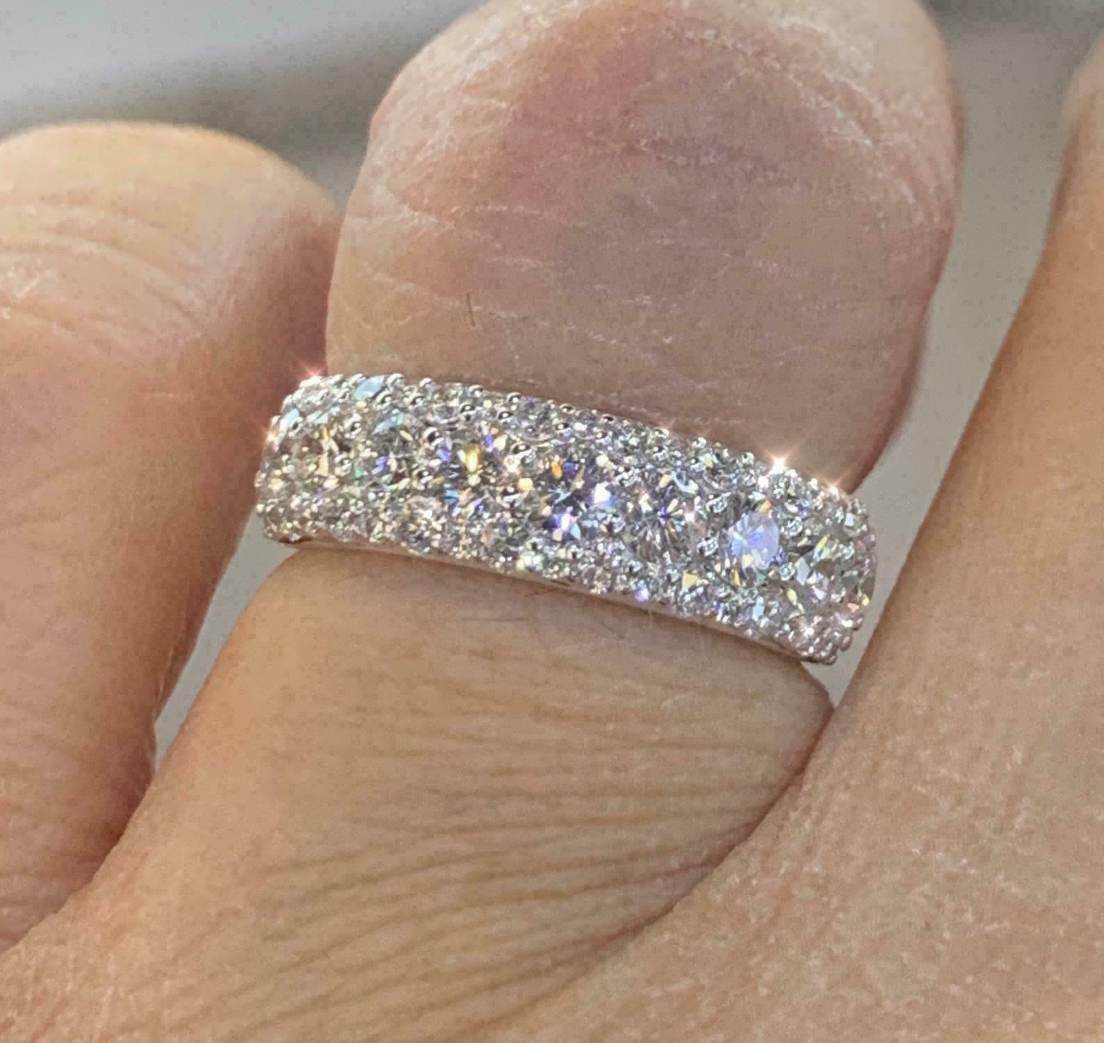 1.80Ct Round Cut lab created Diamond Eternity wedding Band 14K White Gold Over