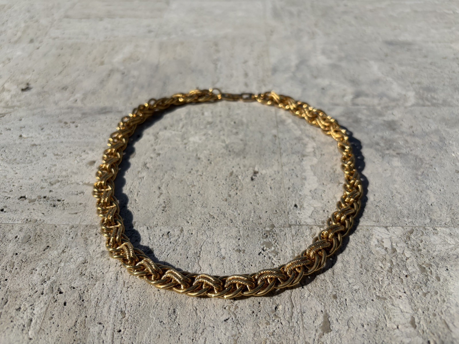 Napier Signed Chunky Gold Tone Vintage Statement Double Chain Link Necklace 18″