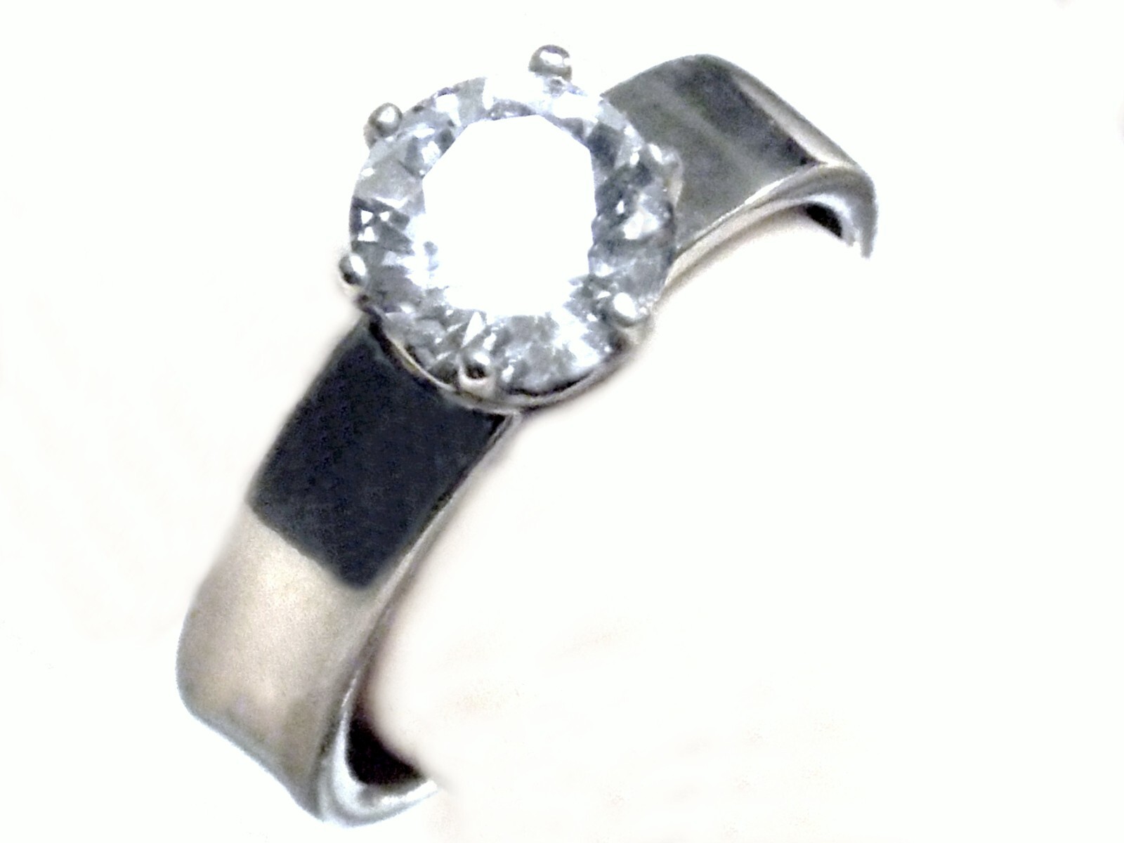 White Zirconia – Size 6.5 Ring – 925 Sterling Silver USA Made – 4.5mm Wide Band