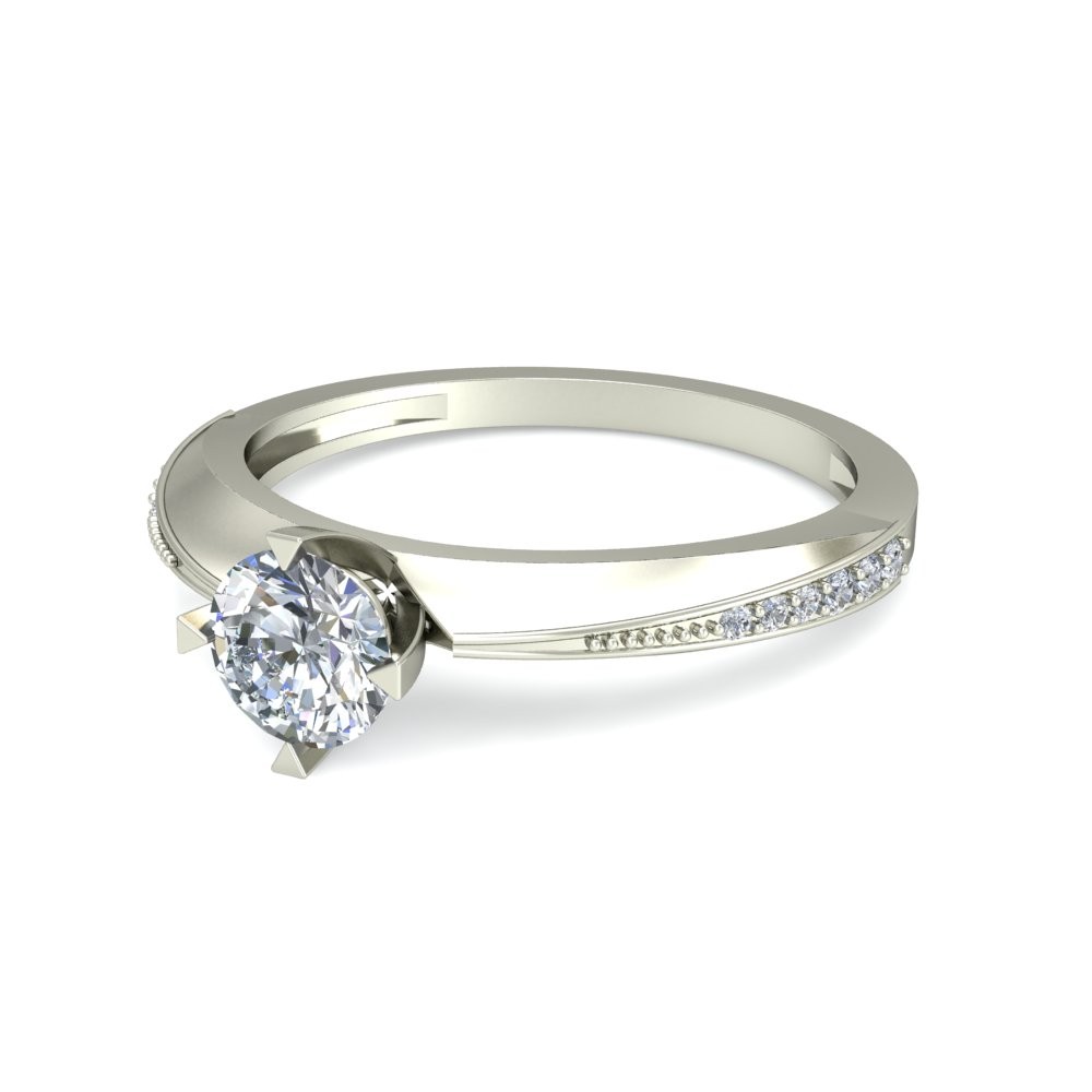 White Gold Plated 925 Sterling Silver 0.62 Ct Round Diamond Solitaire Ring Band