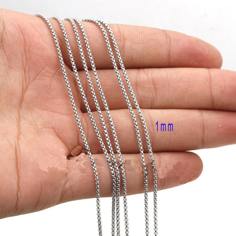Silver Rolo Box Chain Stainless Steel Necklace Jewel 1/2/3/4/5/7MM For Men Women