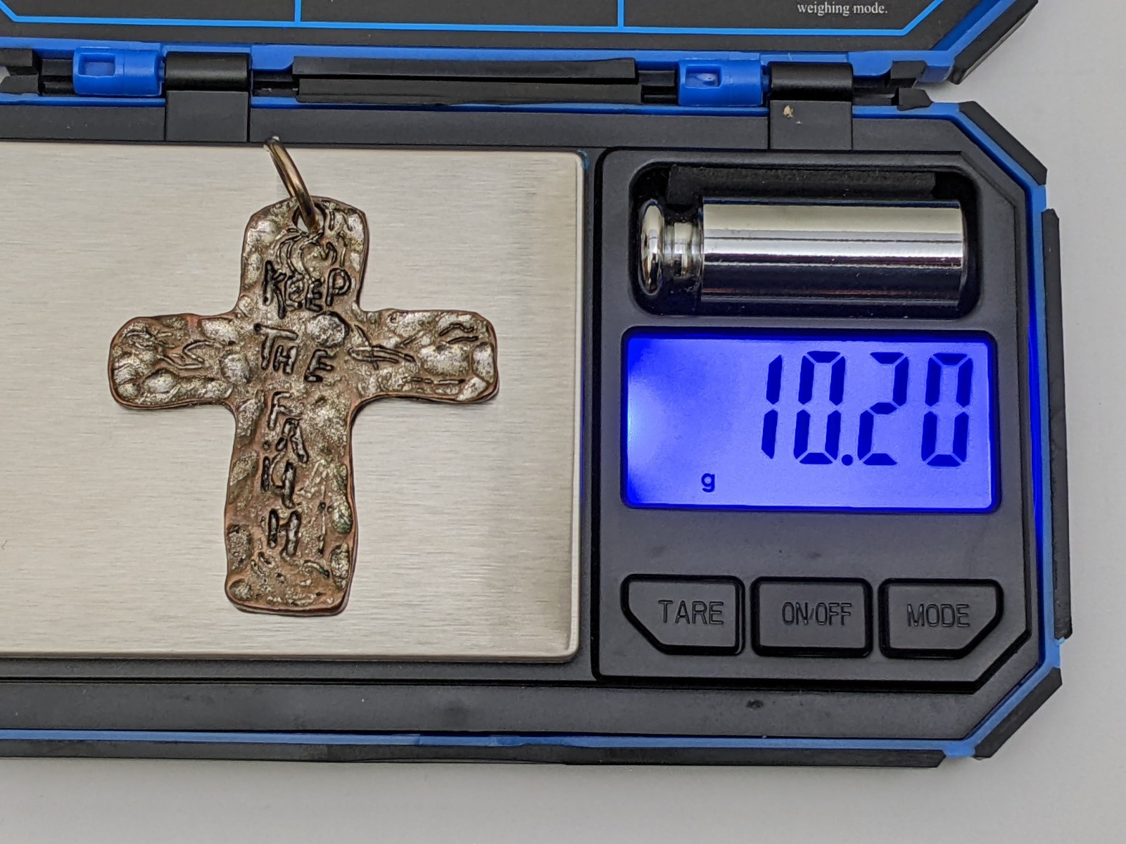 Bronze Cross Pendant “Keep The Faith” For Necklace Chain: 1.75” x 1.75”