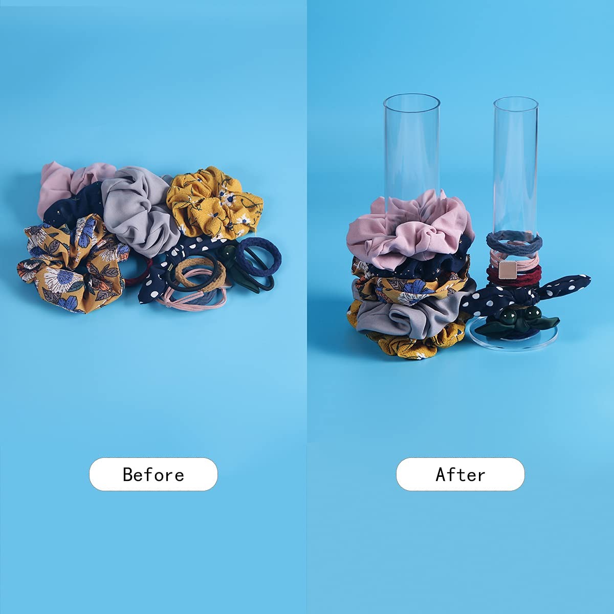 ByKen 2PcS Acrylic Scrunchie Holder Organizer,Hair Ties Holder for Bathroom,C…