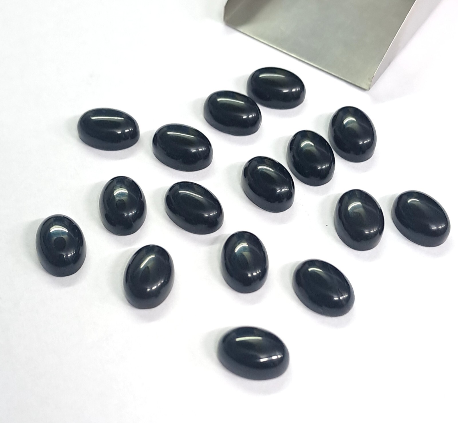 [WHOLESALE] NATURAL BLACK ONYX CABOCHON OVAL SHAPE LOOSE GEMSTONE