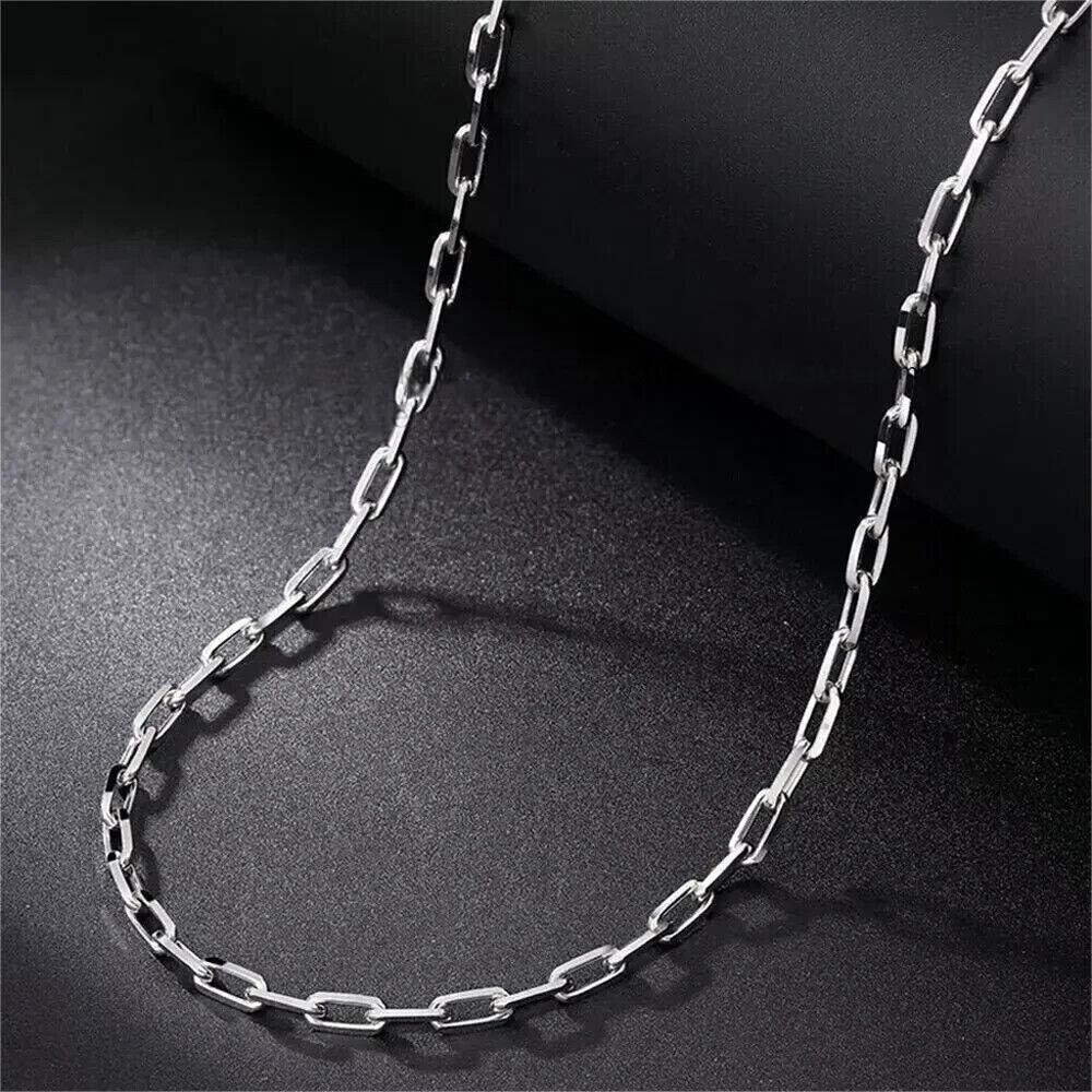 PT950 Pure Platinum 950 Chain Men Women 1.5mm Square O Link Necklace 18-20inch